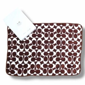 Coach Signature Hair Towel Wrap | Brown & White Plush Microfiber | New